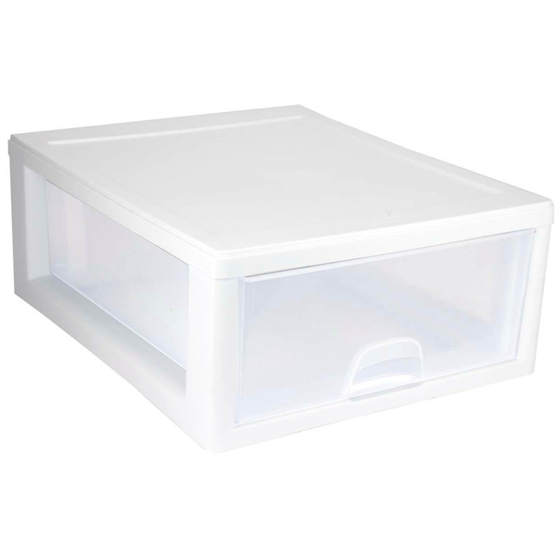 Sterilite Clear & White Plastic Storage Bin with One Drawer & Reviews